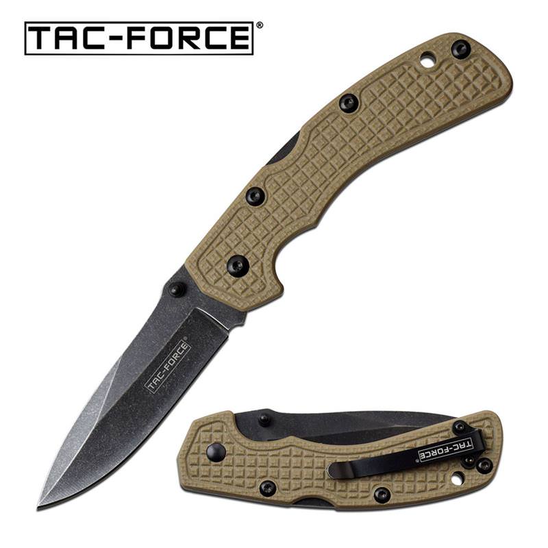 3.25" Gray Blade Tan Slim Classic Lockback Folding Pocket Knife - Tophatter's Army Products & Self Defense Collectible Weapons - Tophatter Daily Deals